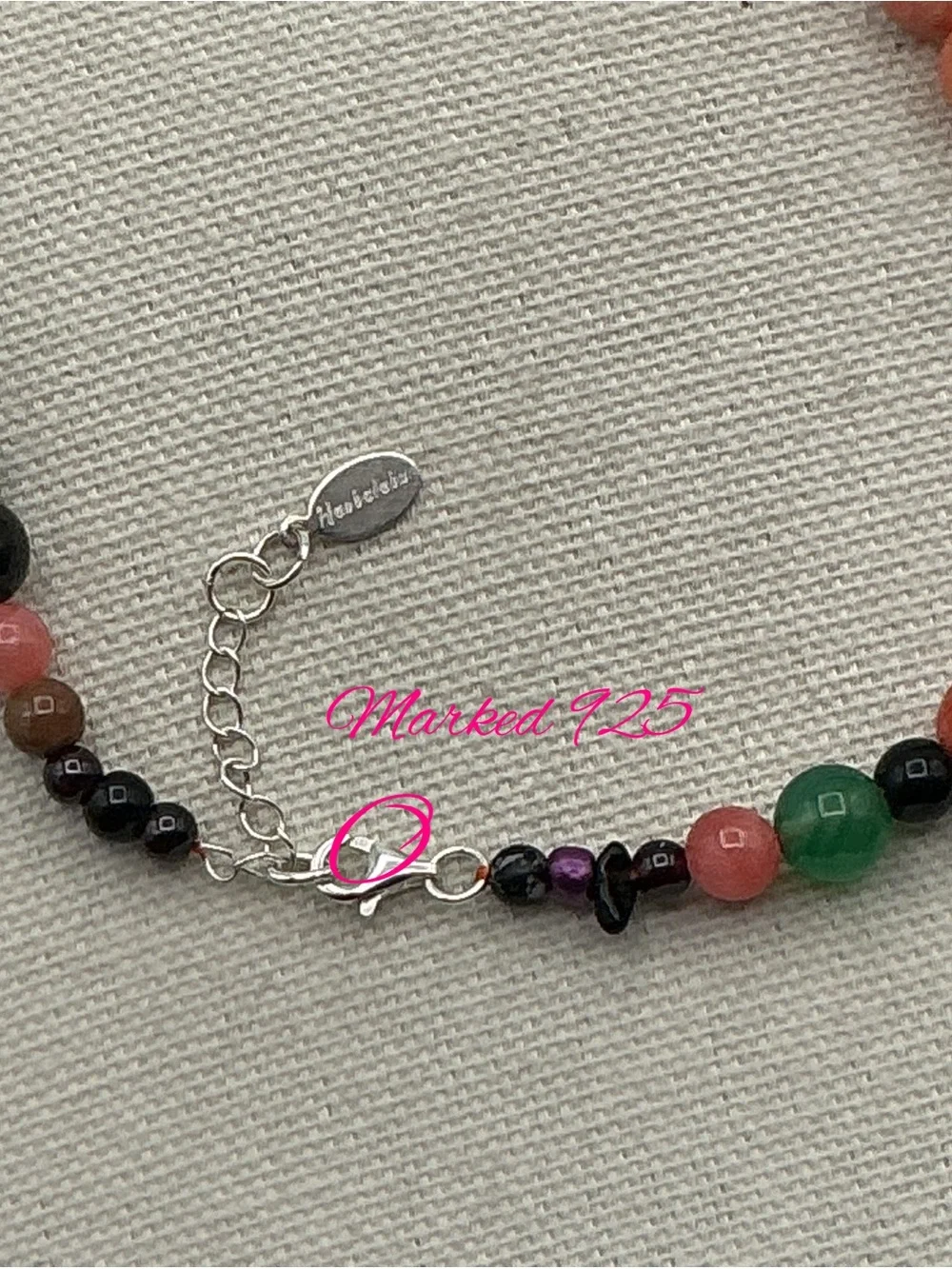 Multicolor Beaded Jade Pendant Necklace - Sterling Silver 925 Accents
